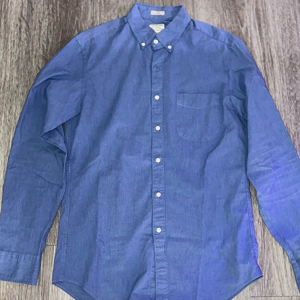 J.Crew: Men’s Fox Casual Blue Button-Down Shirt